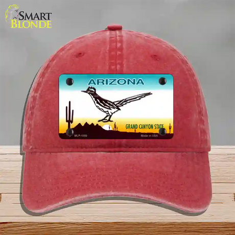 Roadrunner Arizona Novelty License Plate Hat Unconstructed Cotton / Red