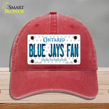 Blue Jays Fan Ontario Novelty License Plate Hat Unconstructed Cotton / Red