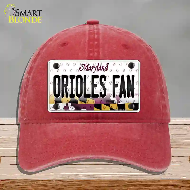 Orioles Fan Maryland Novelty License Plate Hat Unconstructed Cotton / Red