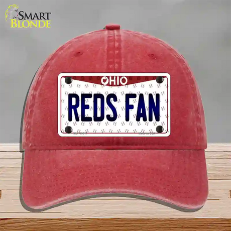 Reds Fan Ohio Novelty License Plate Hat Unconstructed Cotton / Red