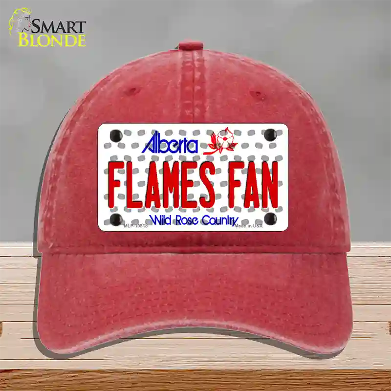 Flames Fan Alberta Novelty License Plate Hat Unconstructed Cotton / Red