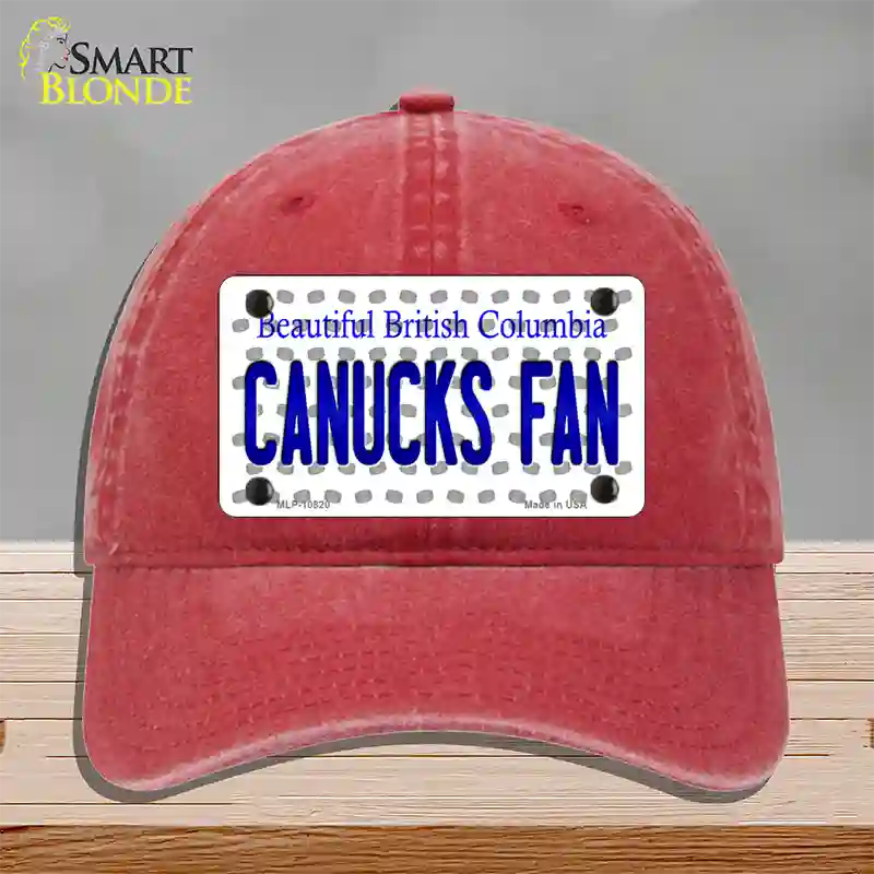 Canucks Fan British Columbia Novelty License Plate Hat Unconstructed Cotton / Red