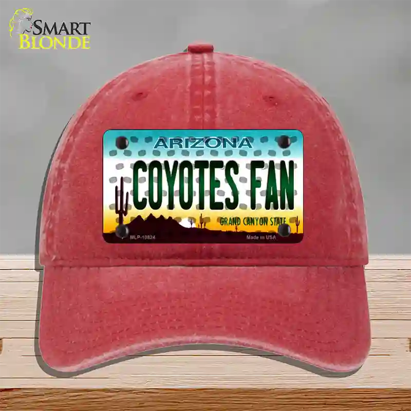 Coyotes Fan Arizona Novelty License Plate Hat Unconstructed Cotton / Red