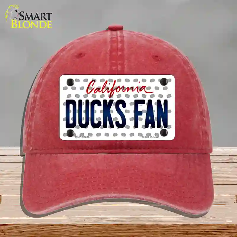 Ducks Fan California Novelty License Plate Hat Unconstructed Cotton / Red