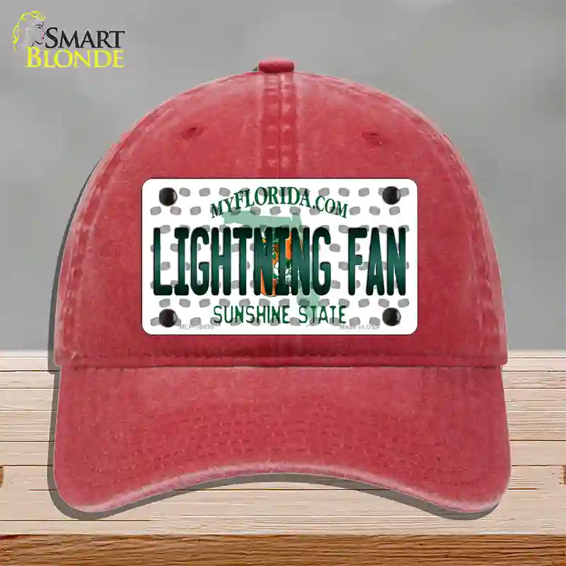 Lightning Fan Florida Novelty License Plate Hat Unconstructed Cotton / Red