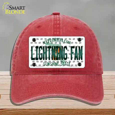 Lightning Fan Florida Novelty License Plate Hat Unconstructed Cotton / Red