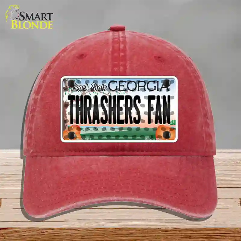 Thrashers Fan Georgia Novelty License Plate Hat Unconstructed Cotton / Red