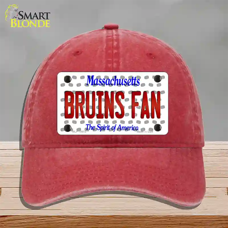 Bruins Fan Massachusetts Novelty License Plate Hat Unconstructed Cotton / Red