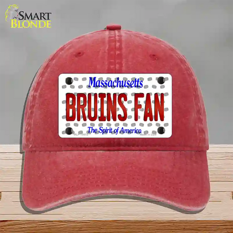 Bruins Fan Massachusetts Novelty License Plate Hat Unconstructed Cotton / Red