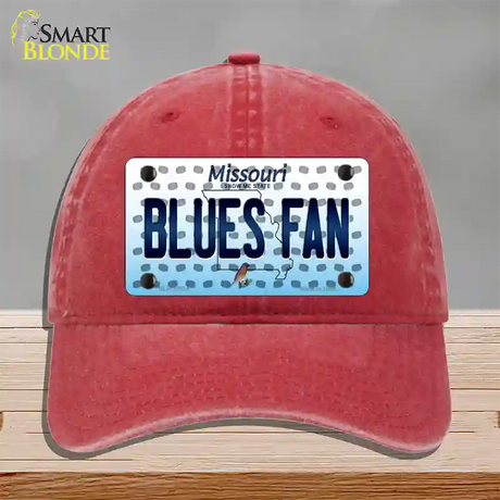 Blues Fan Missouri Novelty License Plate Hat Unconstructed Cotton / Red