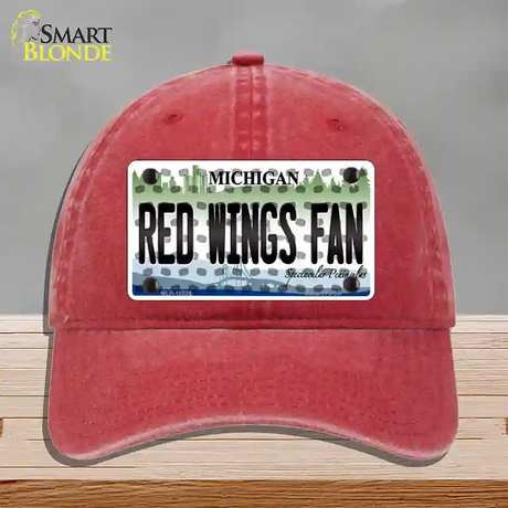 Red Wings Fan Michigan Novelty License Plate Hat Unconstructed Cotton / Red