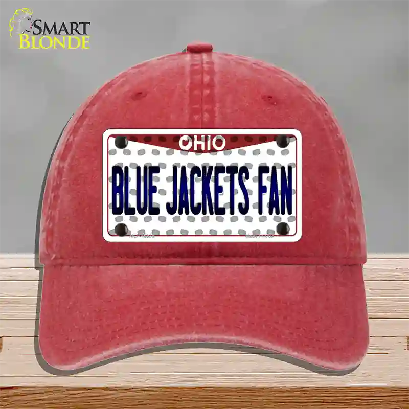 Blue Jackets Fan Ohio Novelty License Plate Hat Unconstructed Cotton / Red