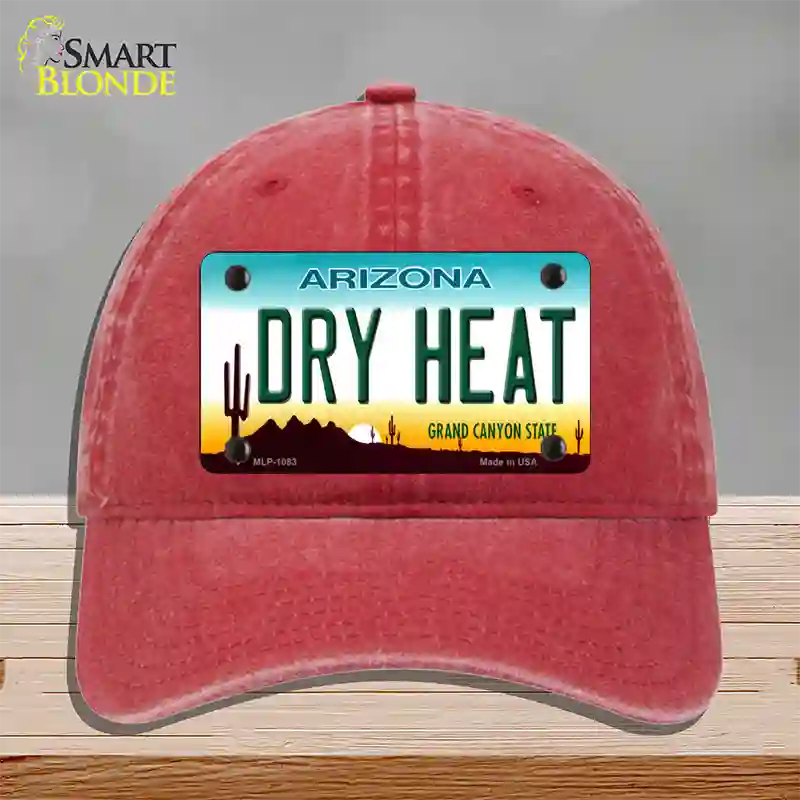 Dry Heat Arizona Novelty License Plate Hat Unconstructed Cotton / Red