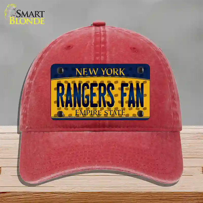 Rangers Fan New York Novelty License Plate Hat Unconstructed Cotton / Red