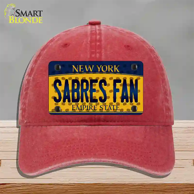 Sabres Fan New York Novelty License Plate Hat Unconstructed Cotton / Red