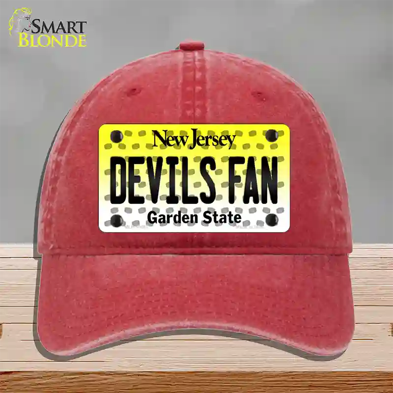 Devils Fan New Jersey Novelty License Plate Hat Unconstructed Cotton / Red