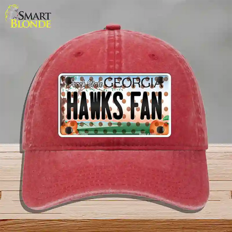 Hawks Fan Georgia Novelty License Plate Hat Unconstructed Cotton / Red