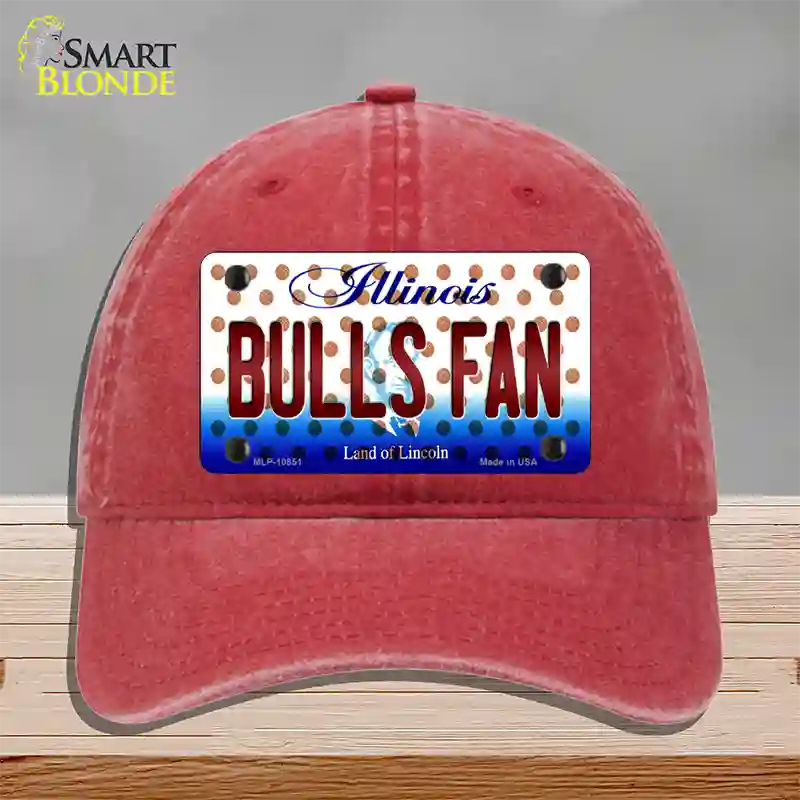 Bulls Fan Illinois Novelty License Plate Hat Unconstructed Cotton / Red