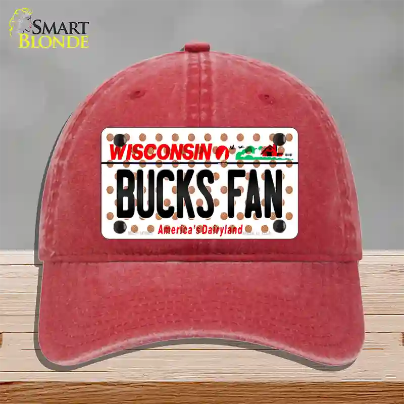 Bucks Fan Wisconsin Novelty License Plate Hat Unconstructed Cotton / Red