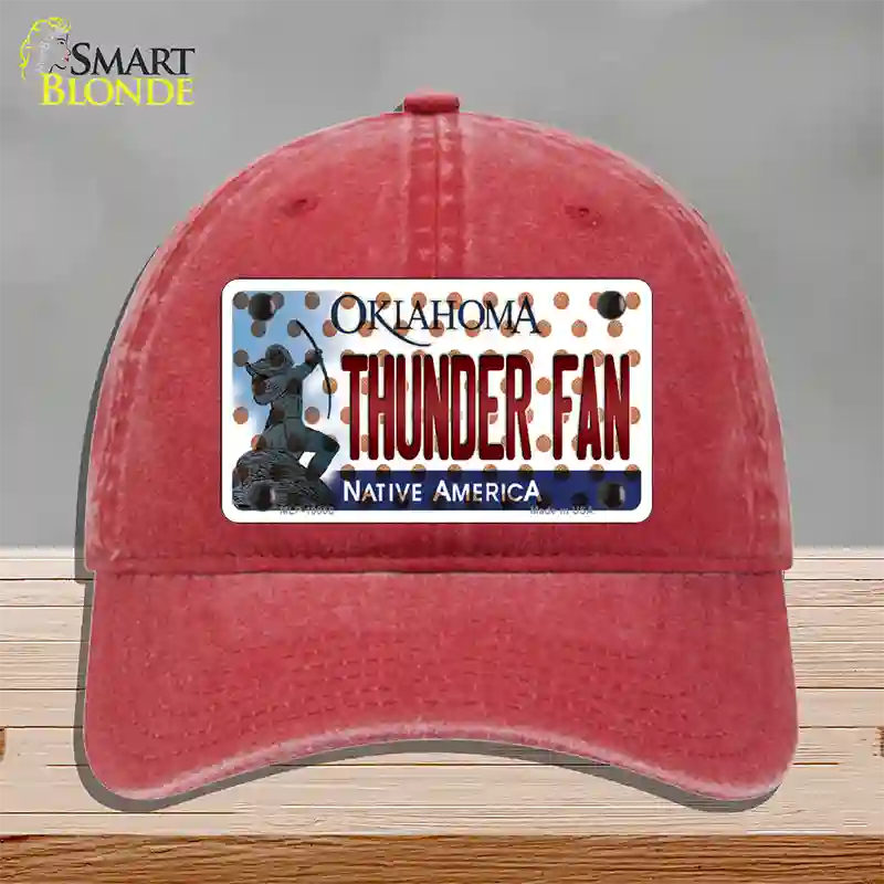 Thunder Fan Oklahoma Novelty License Plate Hat Unconstructed Cotton / Red