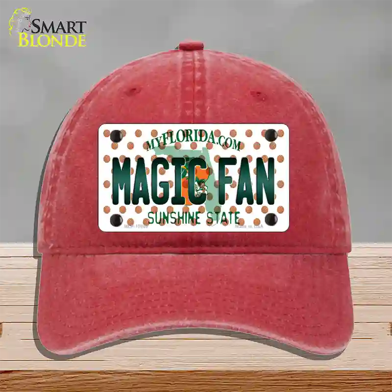 Magic Fan Florida Novelty License Plate Hat Unconstructed Cotton / Red