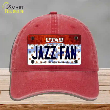 Jazz Fan Utah Novelty License Plate Hat Unconstructed Cotton / Red