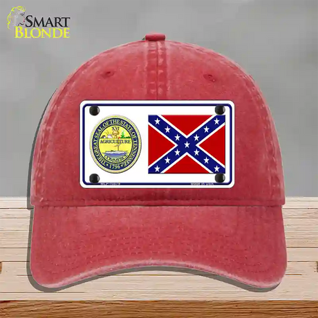 Confederate Flag Tennessee Seal Novelty License Plate Hat Unconstructed Cotton / Red