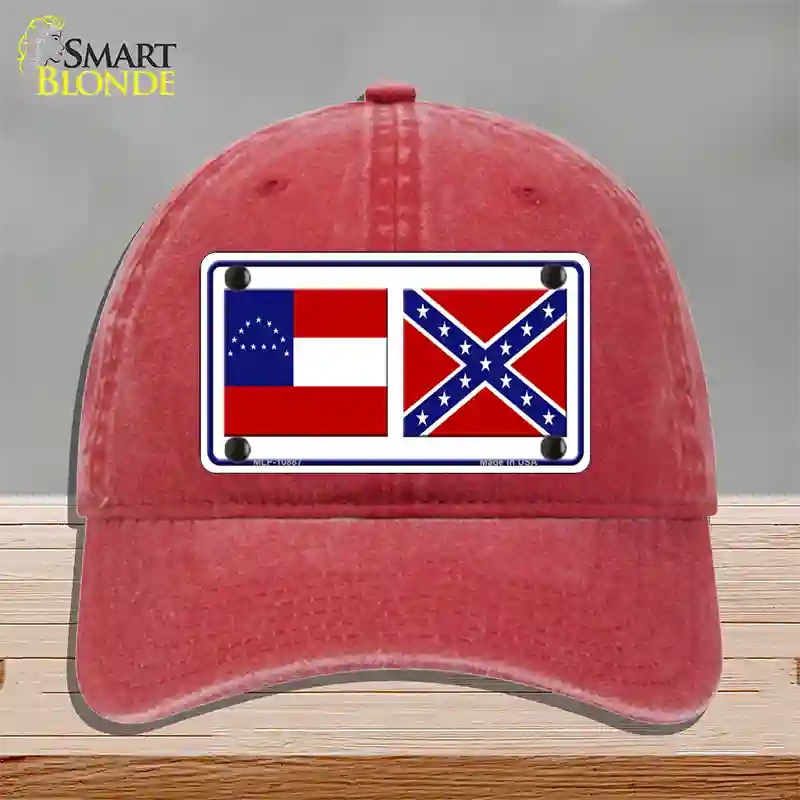 Confederate Robert E Lee Flag Novelty License Plate Hat Unconstructed Cotton / Red