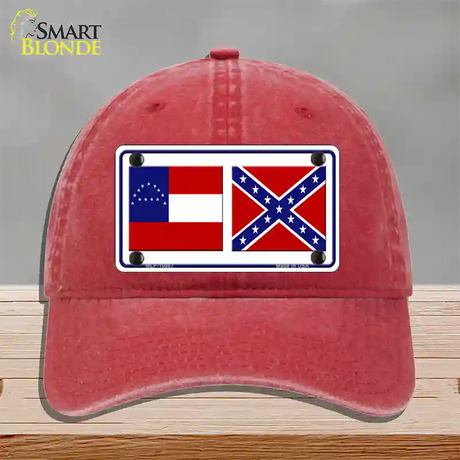 Confederate Robert E Lee Flag Novelty License Plate Hat Unconstructed Cotton / Red