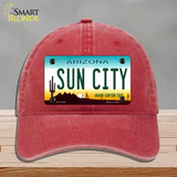 Sun City Arizona Novelty License Plate Hat Unconstructed Cotton / Red