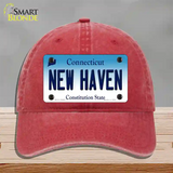 New Haven Connecticut Novelty License Plate Hat Unconstructed Cotton / Red