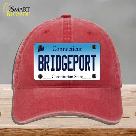 Bridgeport Connecticut Novelty License Plate Hat Unconstructed Cotton / Red