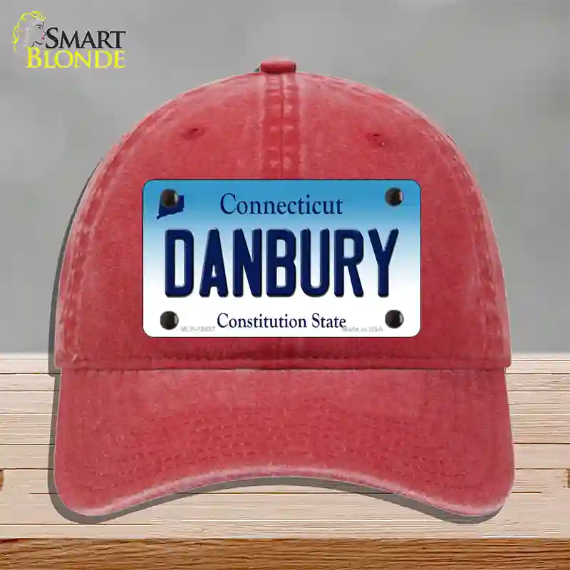 Danbury Connecticut Novelty License Plate Hat Unconstructed Cotton / Red