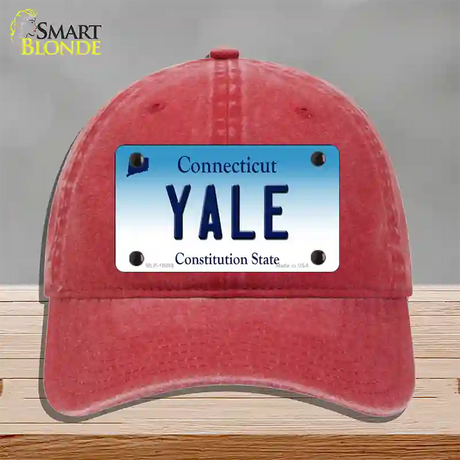 Yale Connecticut Novelty License Plate Hat Unconstructed Cotton / Red