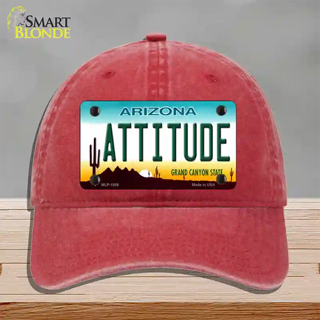 Arizona Attitude Novelty License Plate Hat Unconstructed Cotton / Red