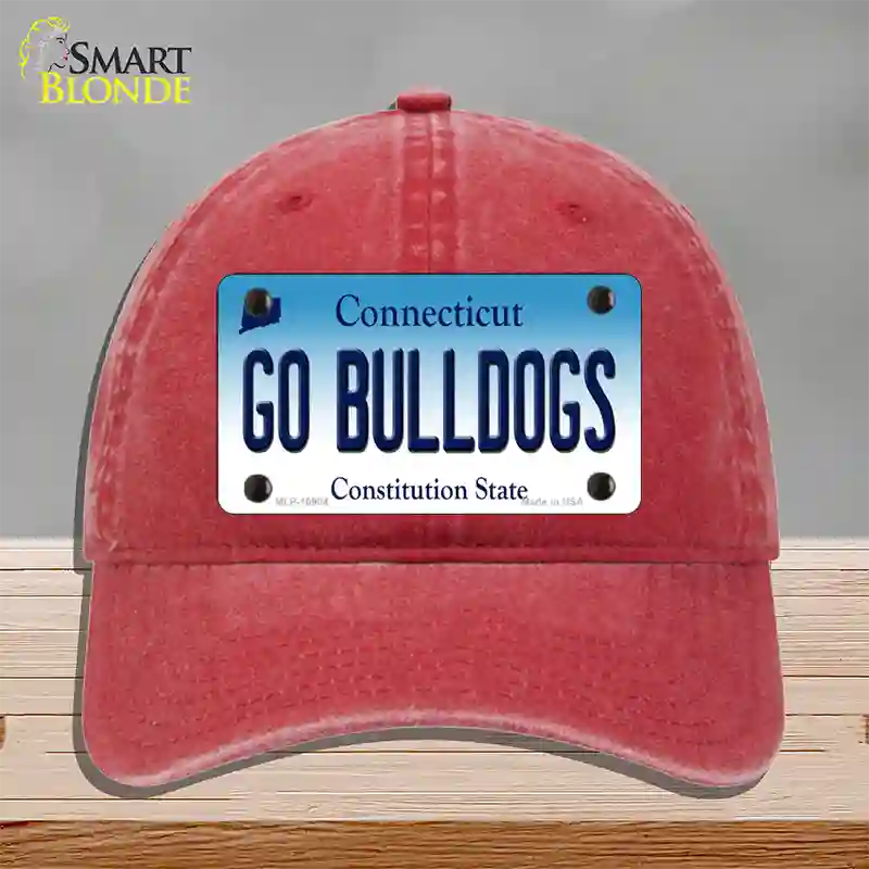 Go Bulldogs Connecticut Novelty License Plate Hat Unconstructed Cotton / Red