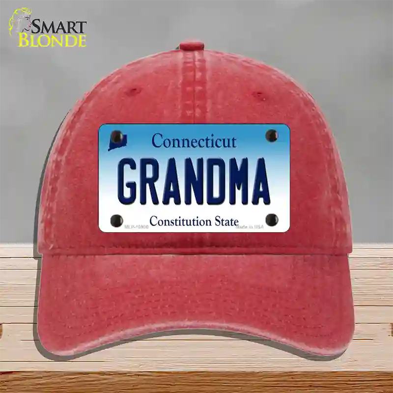 Grandma Connecticut Novelty License Plate Hat Unconstructed Cotton / Red