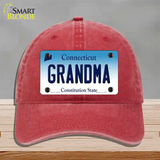 Grandma Connecticut Novelty License Plate Hat Unconstructed Cotton / Red