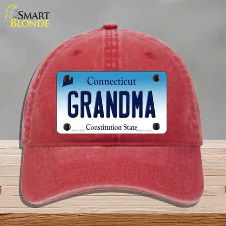 Grandma Connecticut Novelty License Plate Hat Unconstructed Cotton / Red