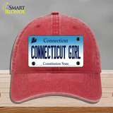 Connecticut Girl Connecticut Novelty License Plate Hat Unconstructed Cotton / Red