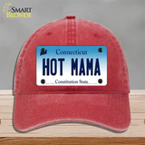 Hot Mama Connecticut Novelty License Plate Hat Unconstructed Cotton / Red