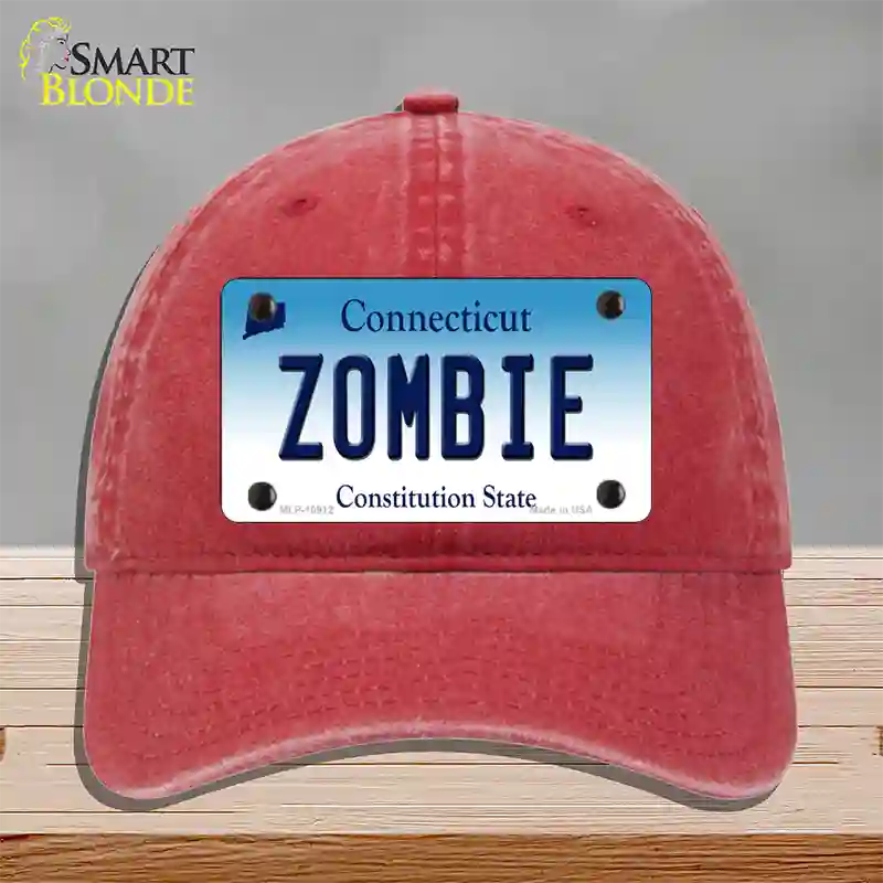 Zombie Connecticut Novelty License Plate Hat Unconstructed Cotton / Red