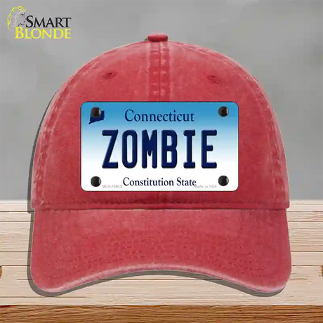 Zombie Connecticut Novelty License Plate Hat Unconstructed Cotton / Red