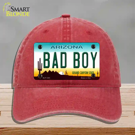 Arizona Bad Boy Novelty License Plate Hat Unconstructed Cotton / Red