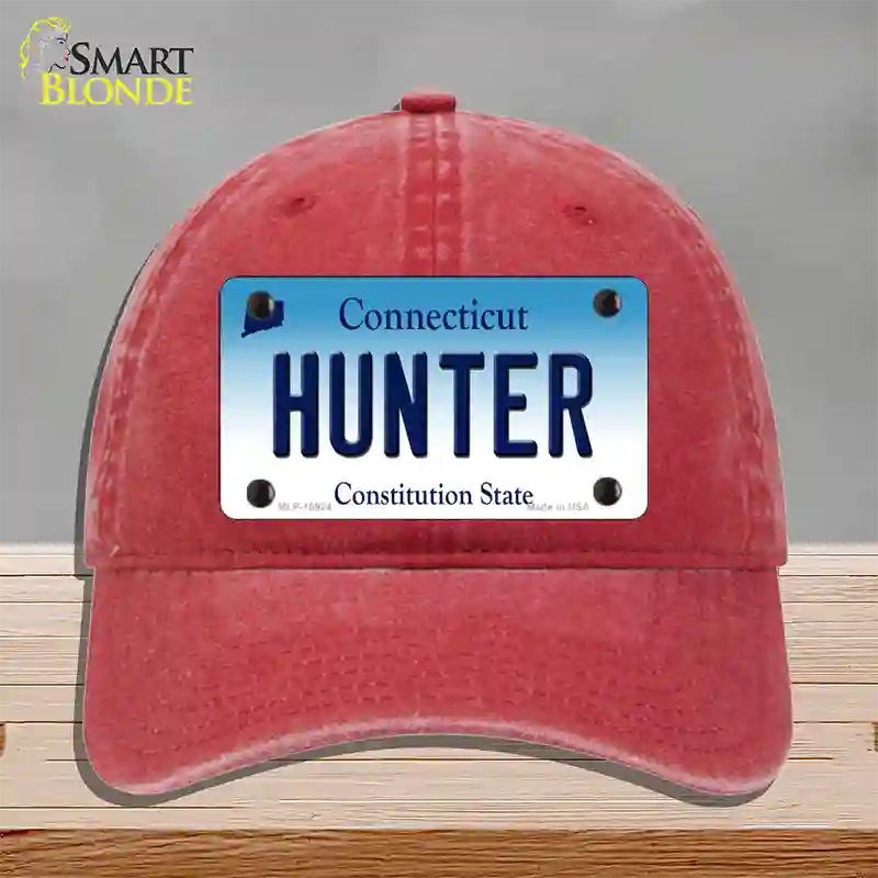 Hunter Connecticut Novelty License Plate Hat Unconstructed Cotton / Red