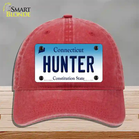 Hunter Connecticut Novelty License Plate Hat Unconstructed Cotton / Red