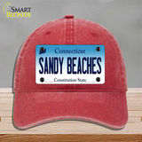 Sandy Beaches Connecticut Novelty License Plate Hat Unconstructed Cotton / Red