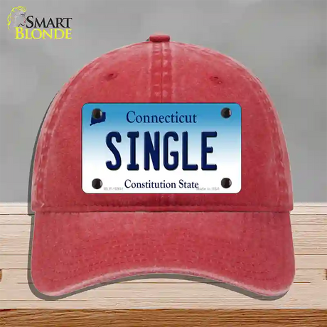 Single Connecticut Novelty License Plate Hat Unconstructed Cotton / Red