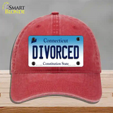 Divorced Connecticut Novelty License Plate Hat Unconstructed Cotton / Red