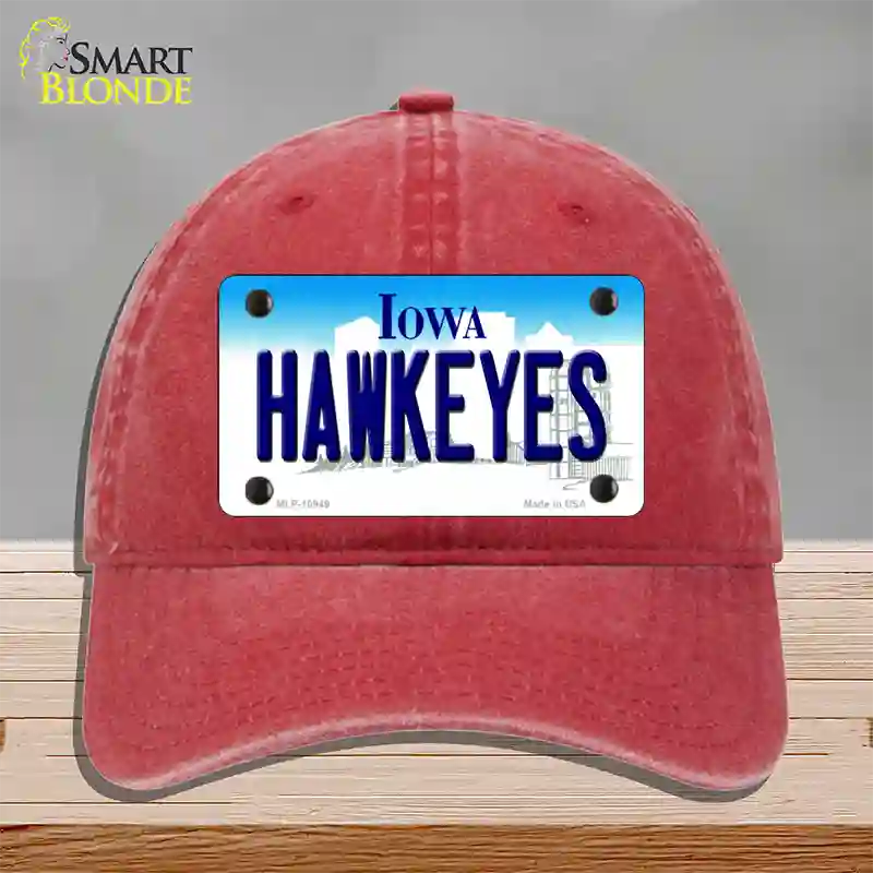 Hawkeyes Iowa Novelty License Plate Hat Unconstructed Cotton / Red